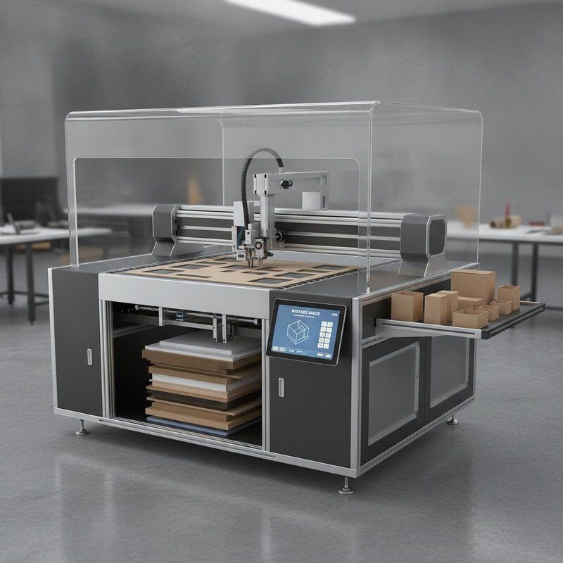 Rigid box making machine ontworpen voor het maken van monsters en kleine batch gepersonaliseerde productie met flexibele materiaal snijden